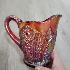 Beautiful vintage indiana amberina red carnival glass pitcher
